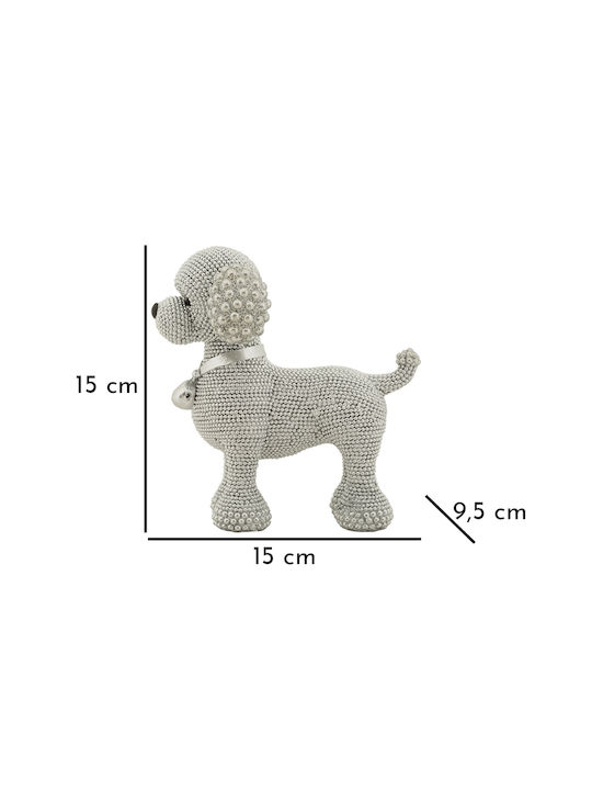 Decorative Silver Dog Polyresin 15x9.5x15 Cm