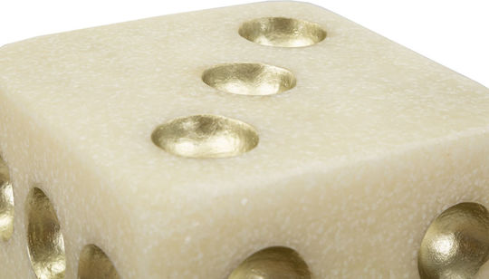 Decorative Polyresin Dice Ecru Gold 12x12x12 Cm