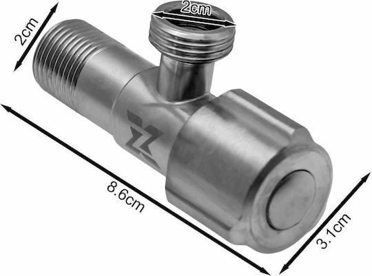 Βάνα Διακόπτης Γωνιακός 1/2" 1/2" Σφαιρικός Ασημί 23751