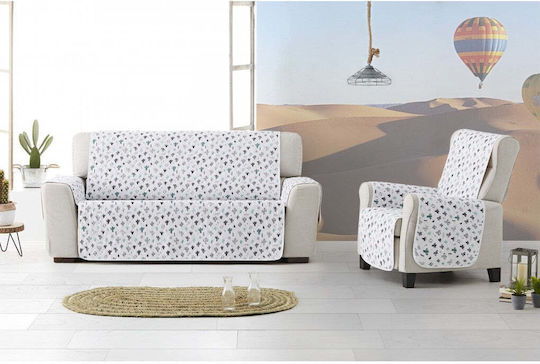 Sofazip Elastische Abdeckung für Vier-Sitzer-Sofa Weiß 200εκ. 1Stück SZMATCACTUS