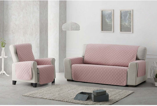 Sofazip Ελαστικό Κάλυμμα Τετραθέσιου Καναπέ Pink-beige 200εκ.