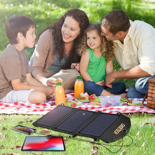 Choetech Panou Solar Pliabil 19W Camping Drumeții Pescuit 2x USB 2.4A Negru PS-19W
