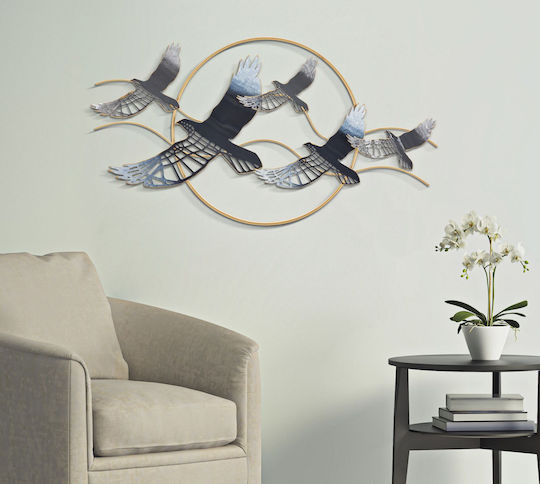 Mauro F Wall Decor Blue Made of Metal 91x7x50cm