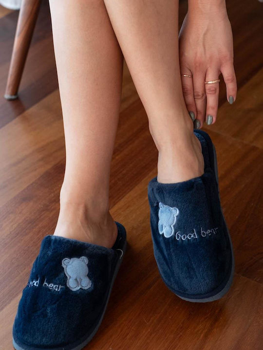 Women's Slippers with Animals Blue