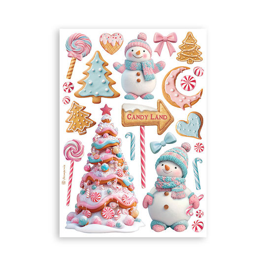 Αυτοκόλλητα Washi Pad A5 8 Φύλλα Candy Christmas Stamperia