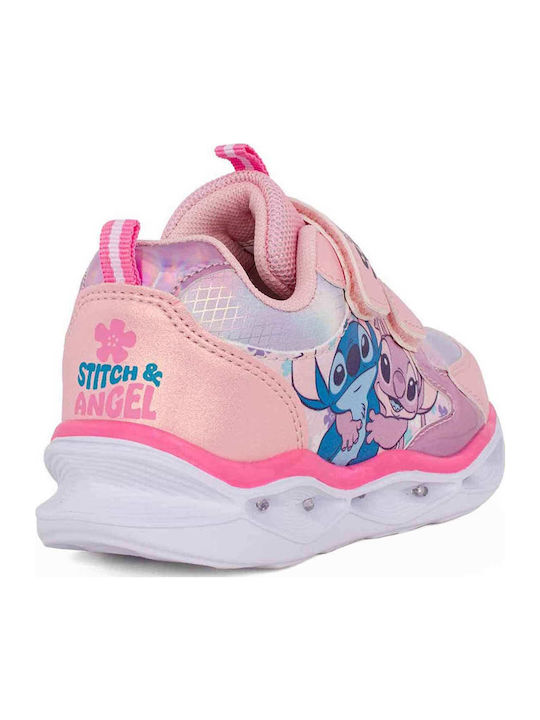 Stitch Kids Sneakers with Scratch & Lights Pink