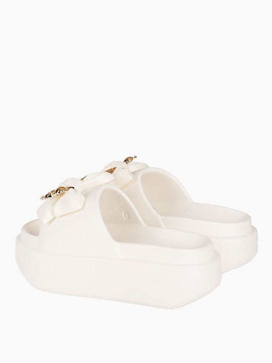Slides With Platform In White Colour