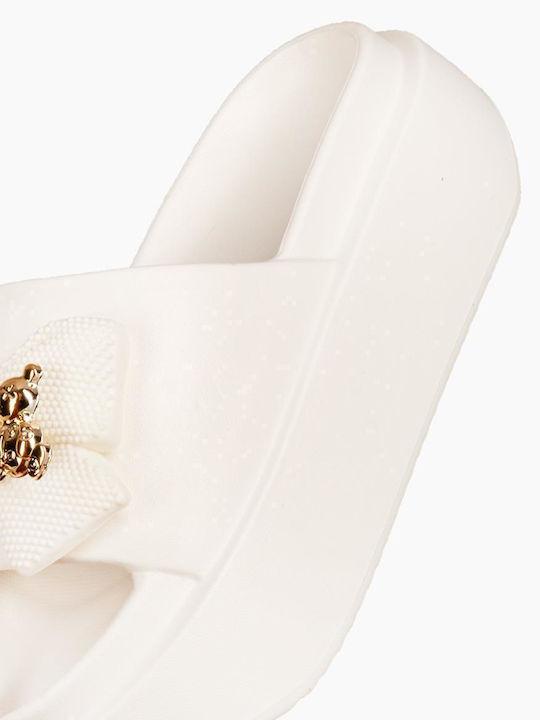 Slides With Platform In White Colour