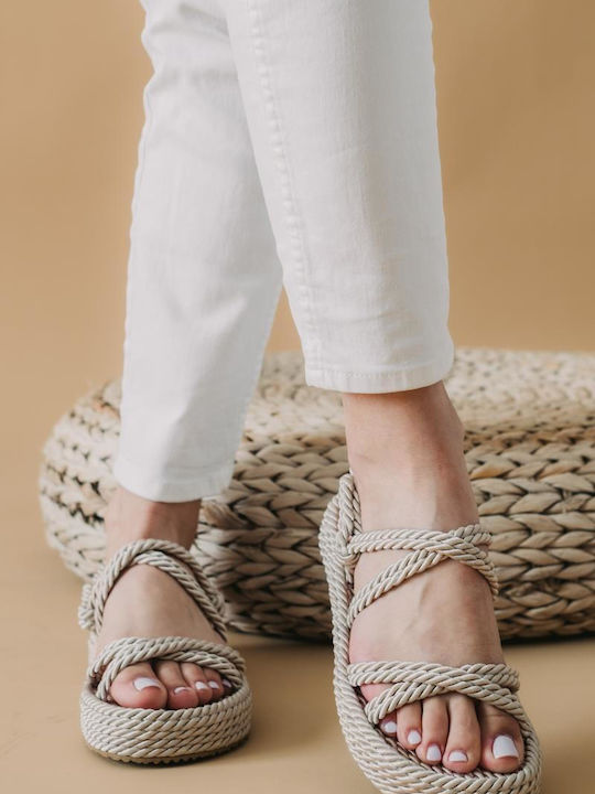 Γυναικεία Σανδάλια Flatforms Μπεζ