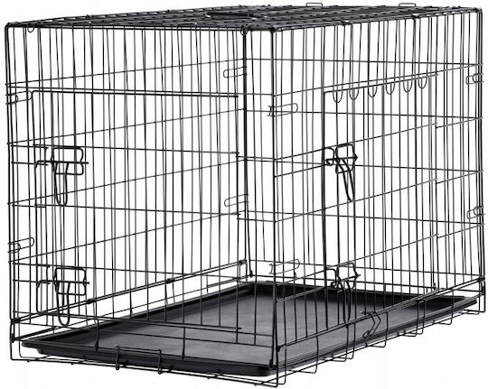 Extensibil Parc pentru Câini din Metal de Culoare Negru 107 x 69 x 76cm
