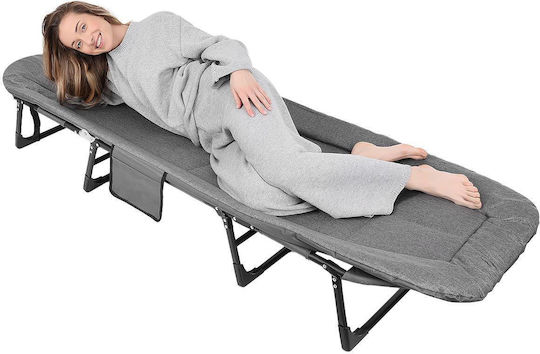 Klappbett mit Matratze 2,5cm Einzel Grau 200x65x29cm