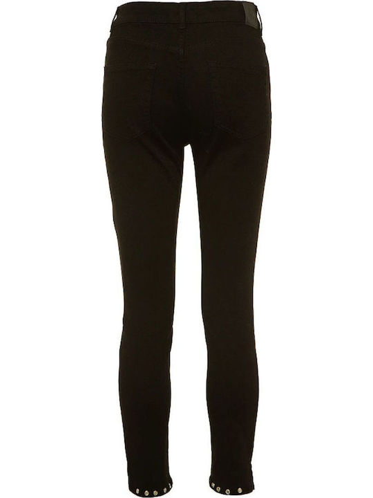 Selena Women's Jean Trousers Mid Rise in Skinny Fit Black Denim