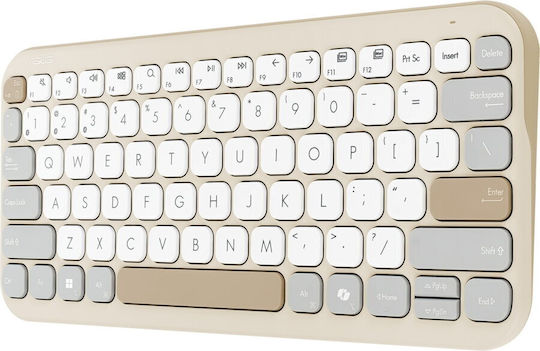 Asus KW100 Ασύρματο Bluetooth Πληκτρολόγιο Αγγλικό US Oat Milk