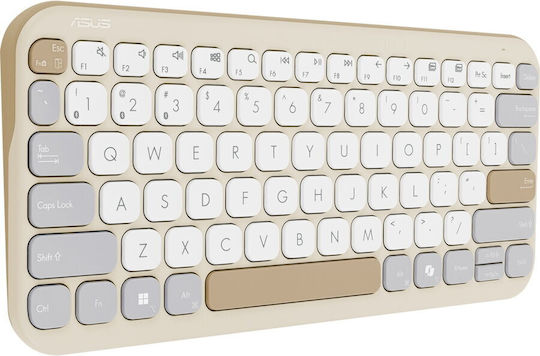 Asus KW100 Ασύρματο Bluetooth Πληκτρολόγιο Αγγλικό US Oat Milk