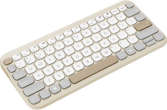 Asus KW100 Ασύρματο Bluetooth Πληκτρολόγιο Αγγλικό US Oat Milk
