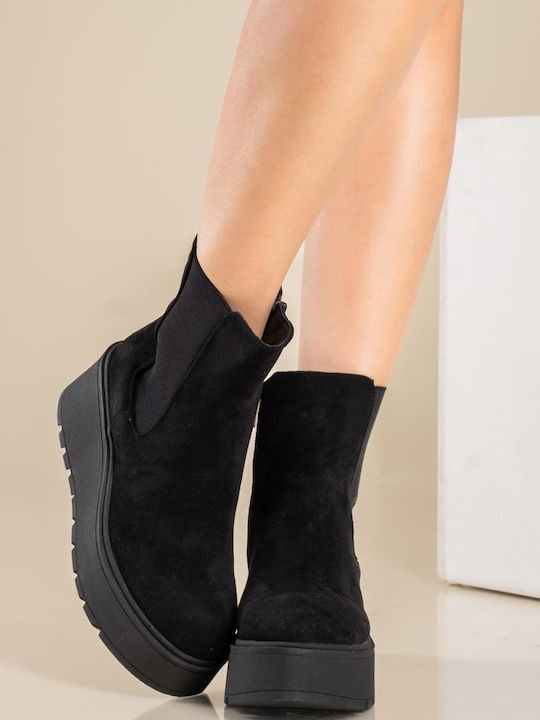 Suede Women's Chelsea Ankle Boots Black