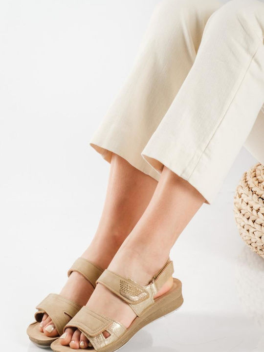 Inblu Leather Anatomic Beige Platform