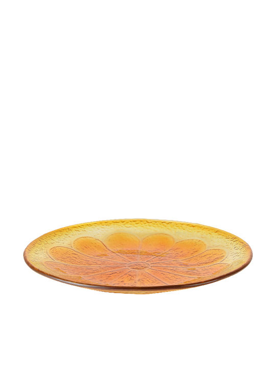 Kaemingk Runde Glas Servierplatte Orange mit Durchmesser 23cm