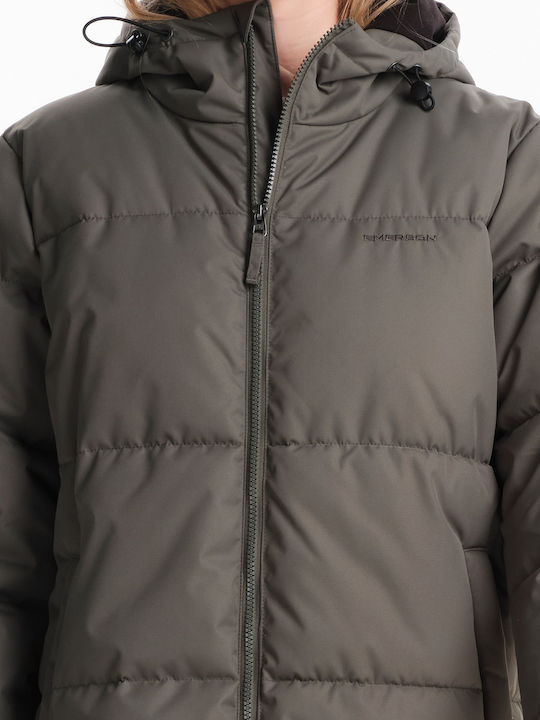 Lang Damen Puffer Jacke für Winter Grün