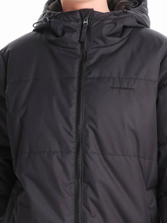 Lang Damen Puffer Jacke für Winter Schwarz