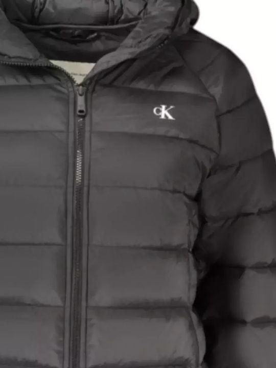 Κοντό Γυναικείο Puffer Μπουφάν Αδιάβροχο για Χειμώνα Μαύρο