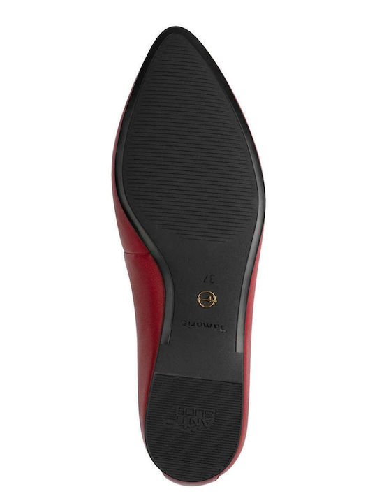Leather Ballerinas With strap Red