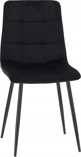 Scaune Sala de mese Catifelate Negru 1buc 44x54x89buc