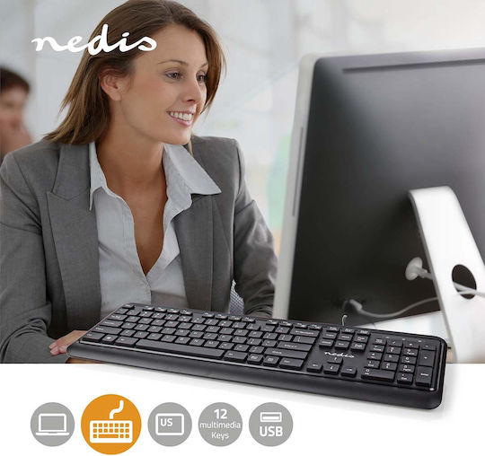 Nedis US 104 Клавиатура Международен Английски Език