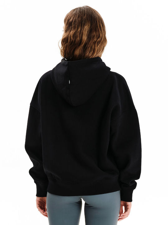 Lang Damen Sweatshirtjacke Kapuzen Black