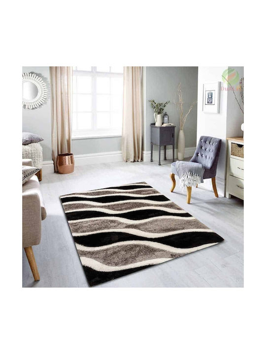 Covor Rectangular Mătase Black-grey