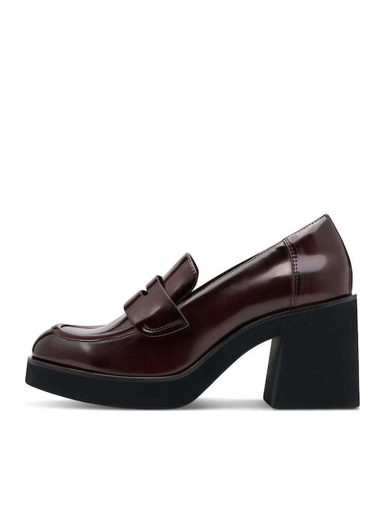 Synthetic Leather Burgundy High Heels