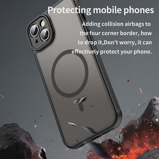 Techsuit Halofrost Ii Magsafe Umschlag Rückseite Silikon / Gehärtetes Glas Schwarz (iPhone 14)