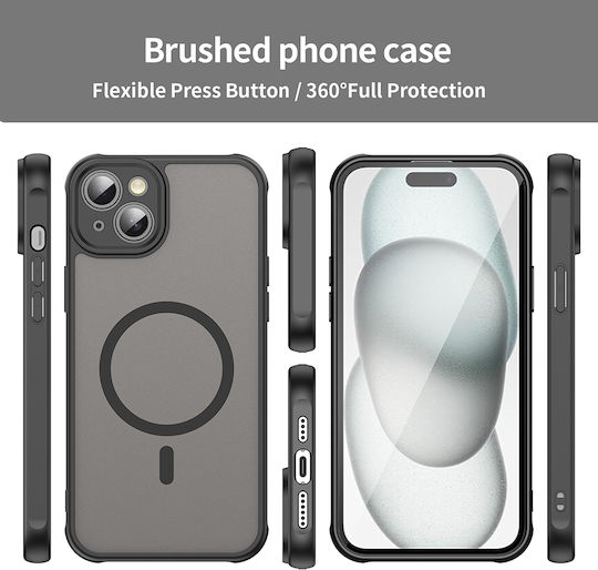 Techsuit Halofrost Ii Magsafe Umschlag Rückseite Silikon / Gehärtetes Glas Schwarz (iPhone 14)