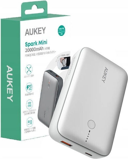 Aukey PB-Y57 Spark Mini Power Bank 20000mAh 22.5W με Θύρα USB-A και Θύρα USB-C Power Delivery Λευκό