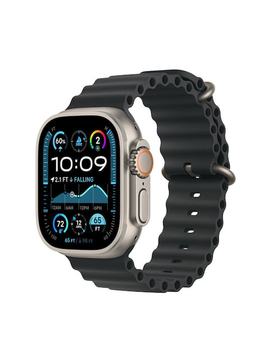 Apple Ocean Band Λουράκι Σιλικόνης Black - Natural Titanium Finish (Apple Watch 44/45/46mm/Ultra 49mm)