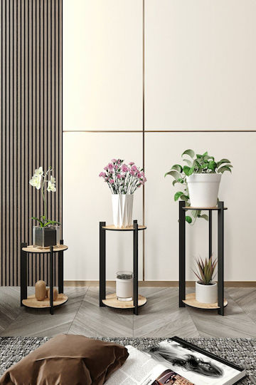 Hanah Home Plant Stands Wooden Beige 23cmx23cmx30cmcm. 3pcs