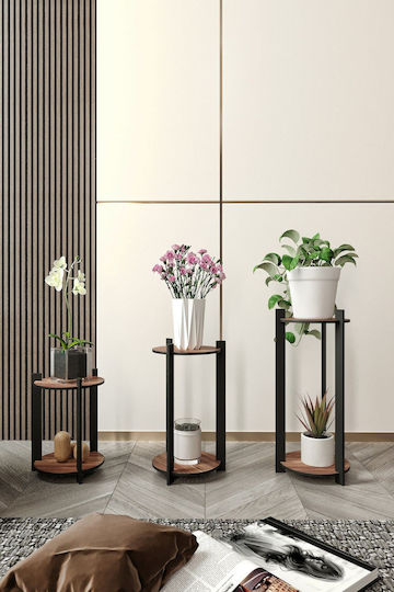 Hanah Home Ανθοστήλες Ξύλινες Καφέ 23x23x30εκ. 3τμχ