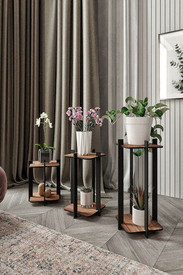 Hanah Home Plant Stands Wooden Brown 23cmx23cmx30cmcm. 3pcs