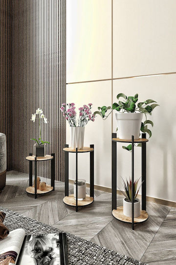 Hanah Home Plant Stands Wooden Beige 23cmx23cmx30cmcm. 3pcs