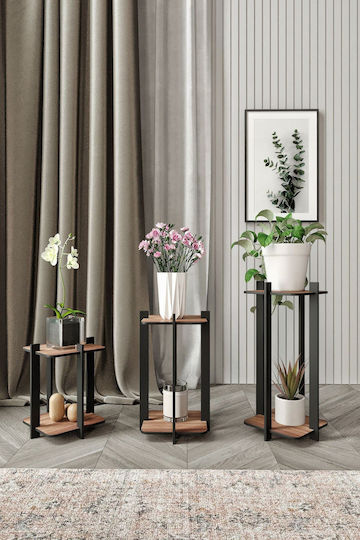 Hanah Home Plant Stands Wooden Brown 23cmx23cmx30cmcm. 3pcs