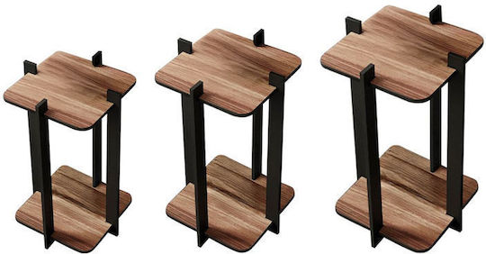 Hanah Home Plant Stands Wooden Brown 23cmx23cmx30cmcm. 3pcs