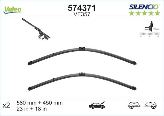 Valeo Silencio X.trm x2 Front Set Car Wiper Blades 580mm 450mm for Alfa Romeo Alfa 159 Bmw X2