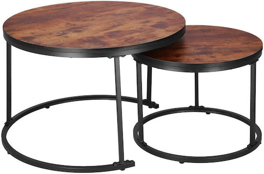 Round Metal Zigon Set Brown 2 Pieces W70xL70xH47cm