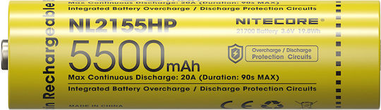 NiteCore NL2153HP Rechargable Battery 21700 Li-ion 5500mAh 3.6V 1pcs