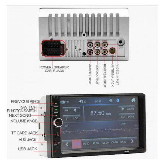 Auto MP3/MP5-Player Idealstore Unterstützt Mini SD USB Frequenz 20Hz 20kHz Bluetooth AUX-Eingang 2 DIN Impedanz 4-8 Ohm Subwoofer-Ausgang Rückfahrkamera-Eingang Mikrofon Fernbedienung Verkabelung Inklusive