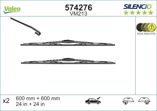 Valeo Silencio VM213 Front Set Car Wiper Blades 600mm