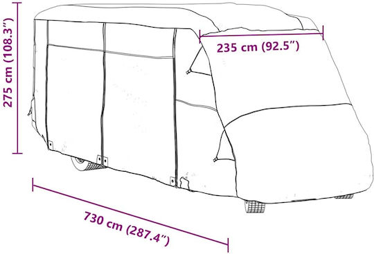 vidaXL Covers 730x235x275cm Waterproof Secured with Straps