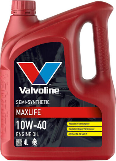 Valvoline Max Life Полусинтетичен Масло за Автомобили 10W-40 4лт