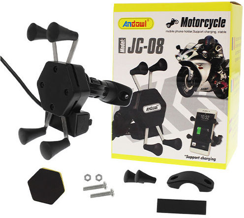 Andowl JC-08 Suport Telefon Mobil Moto Cu Braț Reglabil Pentru Volan și Încărcător