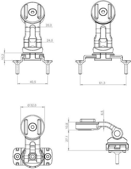 SP Connect Brake Mount Motorcycle Phone Base with Clip for the Clutch Brake Fluid Reservoir